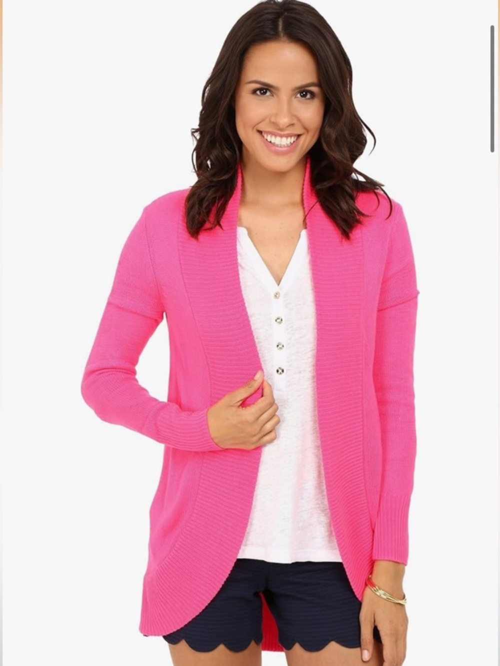 Lilly Pulitzer Bright Pink Open-Front Cardigan